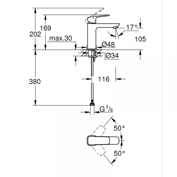 Набор смесителей для ванной Grohe Cubeo (UA125246M243)