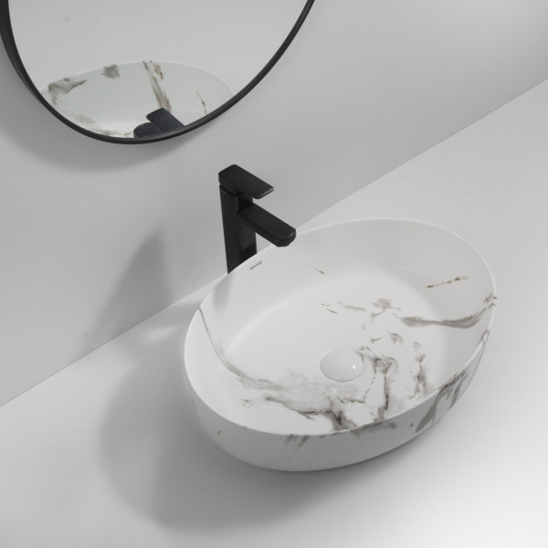 Раковина накладная MIXXUS PREMIUM ELLIPSE-0104 MARBLE 550х415х140mm (MP6554)