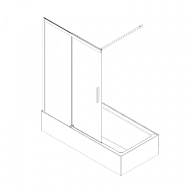 Шторки стеклянные на ванну раздвижные Koer SR BS06-120x150-TR-07 прозрачное стекло Easy Clean 6мм, графит (KR5947)