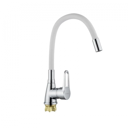Смеситель для кухни с силиконовым изливом Champion Sop 014-045 (Nut) Refl.White (MI6362)
