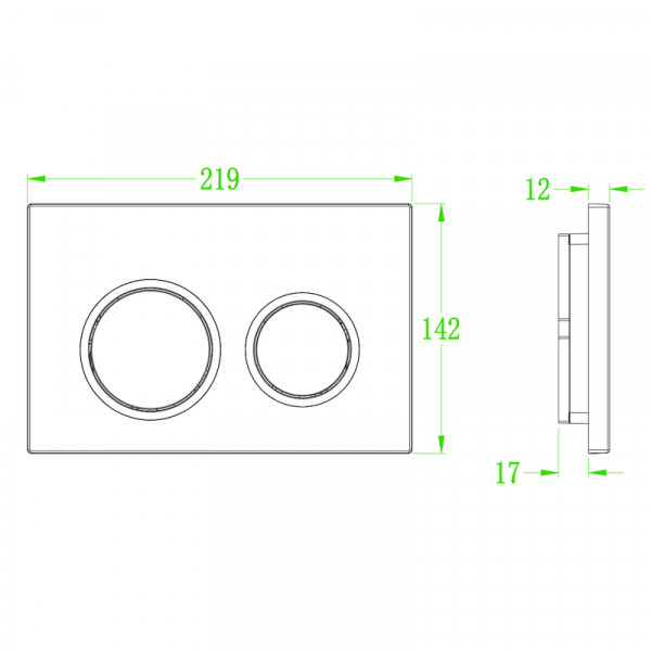 Панель смыва Koer KT-0605-03 220x140x12mm пластиковая, кнопка круглая (KR5316)