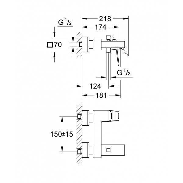 Смеситель для ванны Grohe Eurocube (23140000)