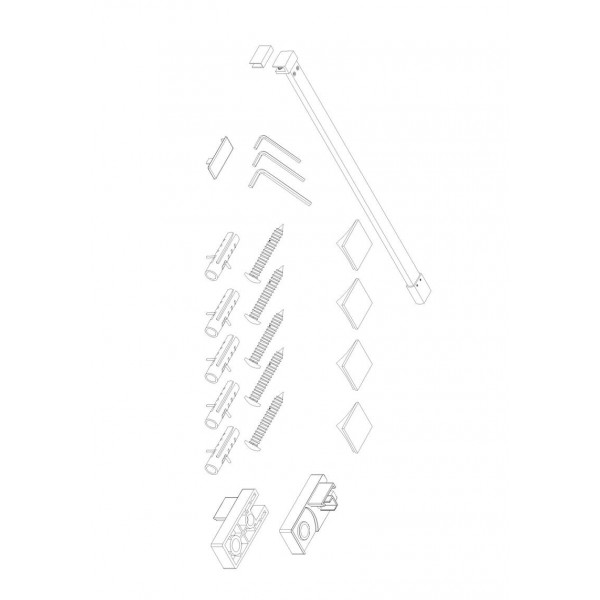 Душевая перегородка Koer SR SP03-30x200-TR-01 Walk-In (двиг. часть) прозрачное стекло Easy Clean 8мм, хром (KR5399)