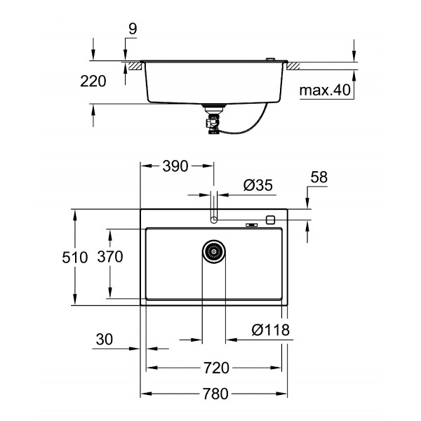Композитна мийка для кухні Grohe K700 (31652AP0)