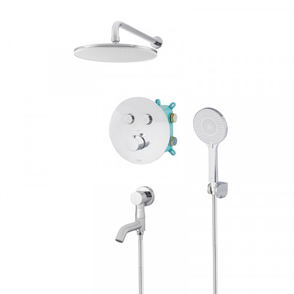 Вбудована душова система з термостатом Koer KB-67012-01 (Колір хром) (KR4728)