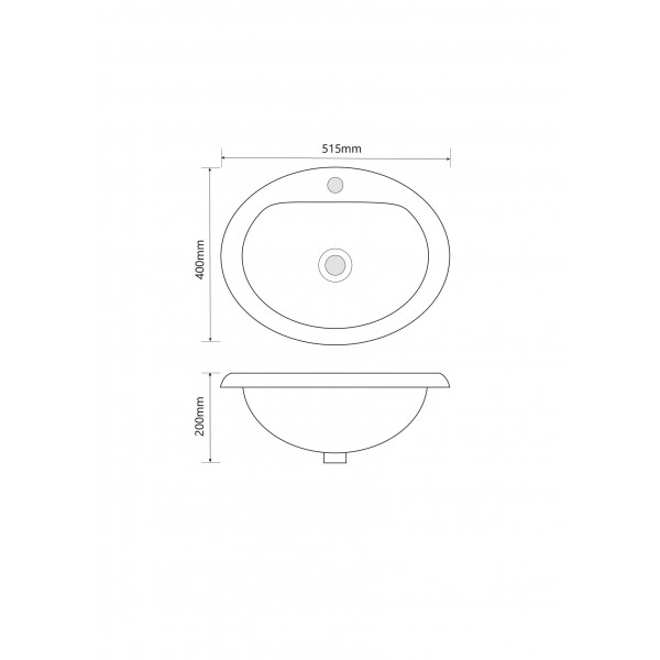Раковина врезная на столешницу Mixxus Premium TOPPER-1602 515х400х200mm с отверстием под смеситель и переливом (MP6572)