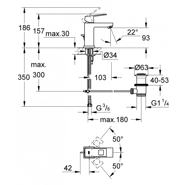 Смеситель для раковины S-размера Grohe Eurocube (2312700E)