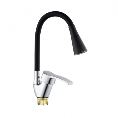 Смеситель для кухни с силиконовым изливом Champion YUB 011-279 (Nut) Refl.Black (MI6424)