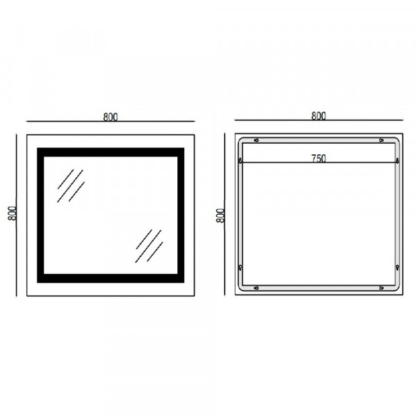 Дзеркало Mixxus WARM MR02-80x80 з Led Touch, Anti-fog, димером, регулятором яскравості, годинником (MI6934)