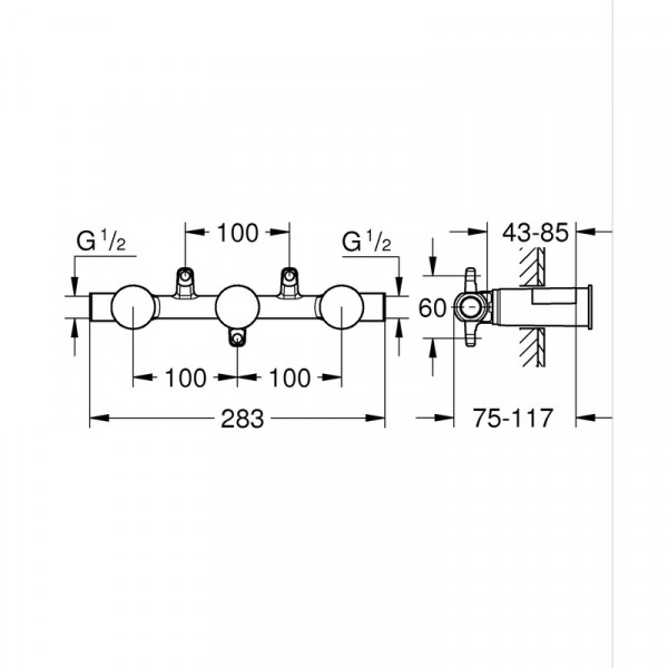 Механизм скрытого монтажа для двухрычажного смесителя для раковины Grohe (29025002)