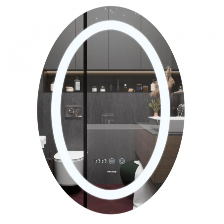 Дзеркало Mixxus PLAIN MV02-60x80 з Led Touch, Anti-fog, димером, регулятором яскравості, годинником (MI6933)