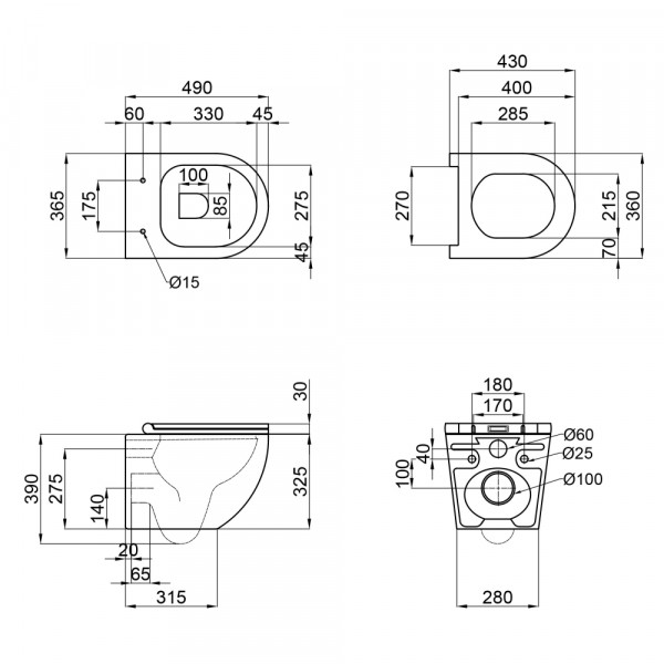 Комплект Grohe Set Унитаз ELLIPSE-0301-R+ Инсталляция Grohe Rapid SL 38772001 (38772001ELLIPS0301R)
