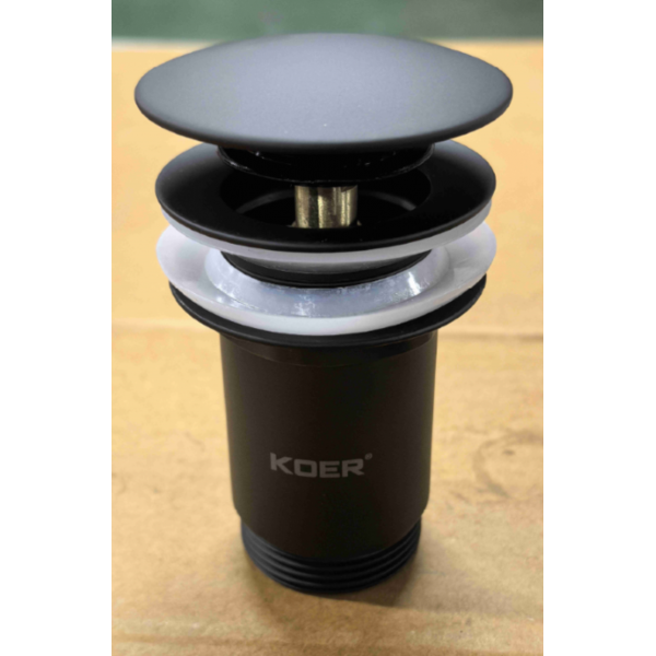 Донный клапан для раковины Koer PW-07-05 1 1/4'' с переливом автоматический СLICK-СLACK (Цвет черный) (KR5785)
