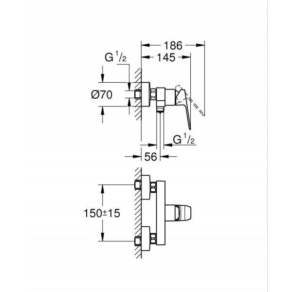 Однорычажный смеситель для душа Grohe Cubeo (1018240000)