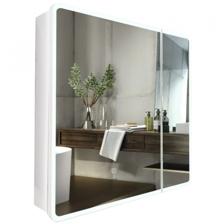 Зеркальный шкафчик Mixxus Premium Olivary CM01-70x70x13 с LED Touch, димером, регулятором яркости (MI8295)