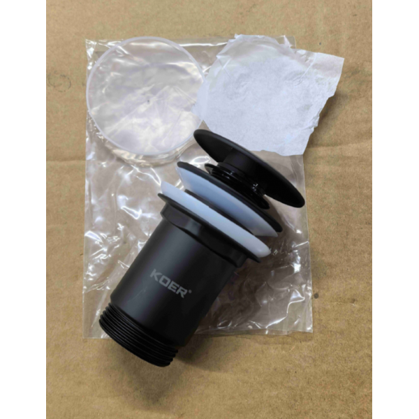 Донный клапан для раковины Koer PW-07-05 1 1/4'' с переливом автоматический СLICK-СLACK (Цвет черный) (KR5785)