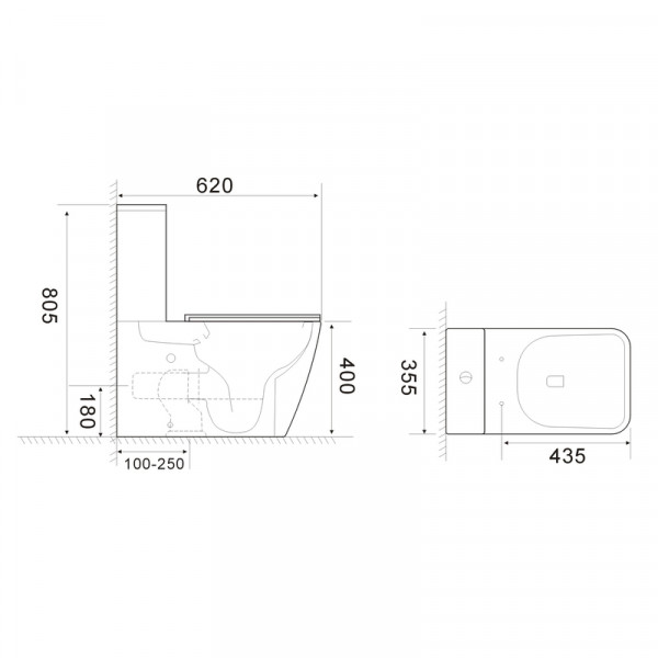 Унітаз-компакт Mixxus QUADRO-0404-T1 620х355х805mm, система змиву TORNADO 1.0 (MI6688)