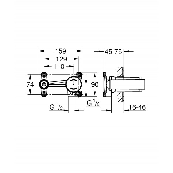 Скрытая часть смесителя для раковины Grohe Non Rapido OHM (23571000)