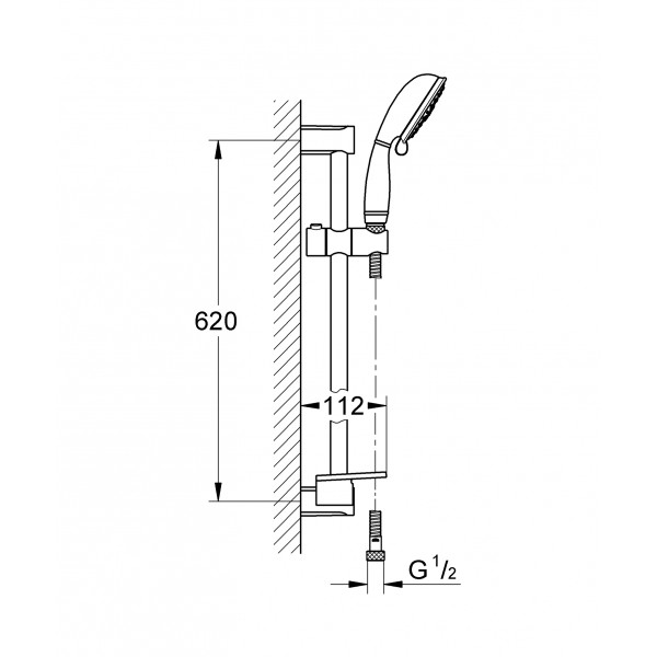Душевой гарнитур со штангой, 4 режима струи Grohe New Tempesta Rustic (26086001)