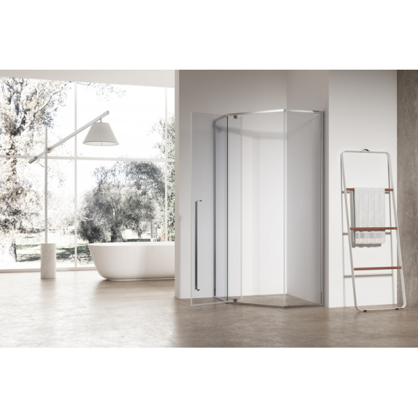 Душова кабіна без піддону Koer SR SC06-100x100x200-TR-01 прозоре скло Easy Clean 8мм, хром (KR5365)