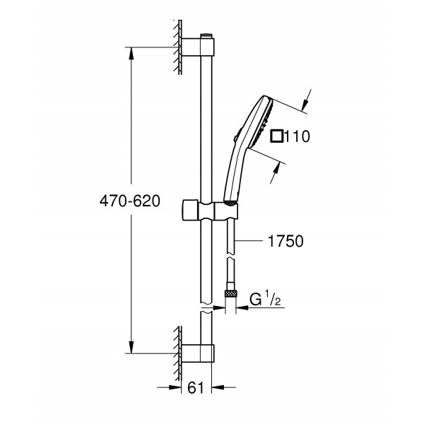 Душевой гарнитур Grohe Tempesta Cube 110 с 2 реж. струи (26748003)