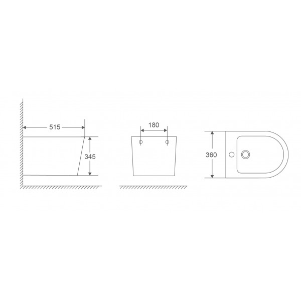 Біде підвісне Mixxus Premium Bevel-0501 515x360x345mm (MP6475)