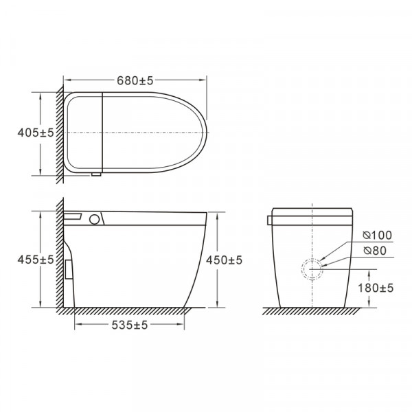 Унитаз-биде напольный с электронным управлением Koer TB-0202 Smart 680x405x455mm со встроенным бачком (KR6072)
