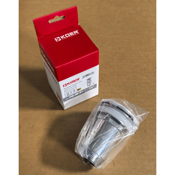 Донный клапан для раковины Koer PW-08-01 1 1/4'' без перелива автоматический СLICK-СLACK (Цвет хром) (KR5786)