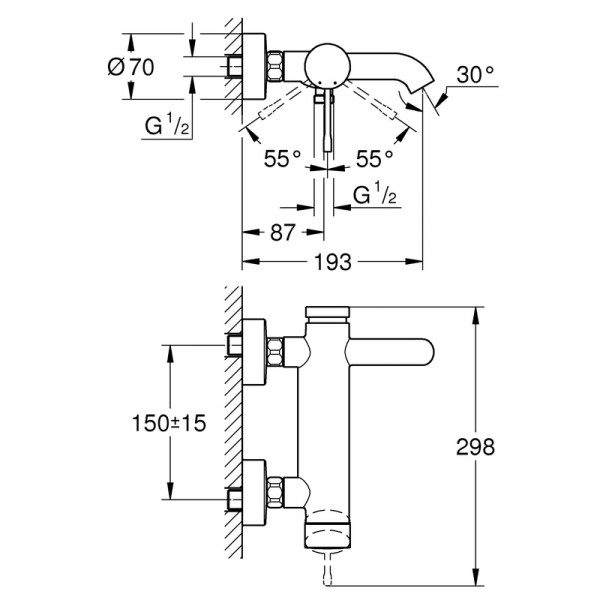Смеситель для ванны Grohe Essence New (25250001)
