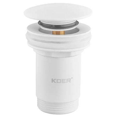 Донный клапан для раковины Koer PW-07-03 1 1/4'' с переливом автоматический СLICK-СLACK (Цвет белый) (KR5783)