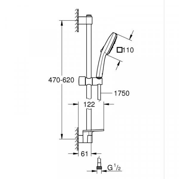 Душевой гарнитур Grohe Tempesta Cube 110, 3 режима (27929003)