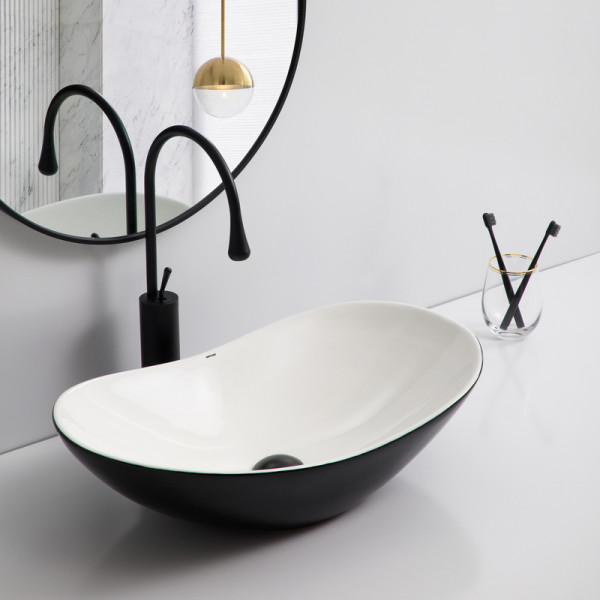 Раковина накладна Mixxus Premium WAVE-0105 WHITE-BLACK 620х360х160mm (MP6558)