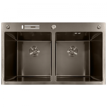 Мийка з нержавіючої сталі MIXXUS MH8350-DK NANO-BLACK (3.0/0.8) колір графіт (MI7053)