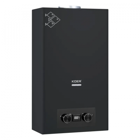 Газова колонка Koer KWH.G0110 BLACK димохідна 10 л/хв, колір чорний (KR5554)