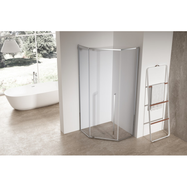 Душова кабіна без піддону Koer SR SC06-100x100x200-TR-01 прозоре скло Easy Clean 8мм, хром (KR5365)