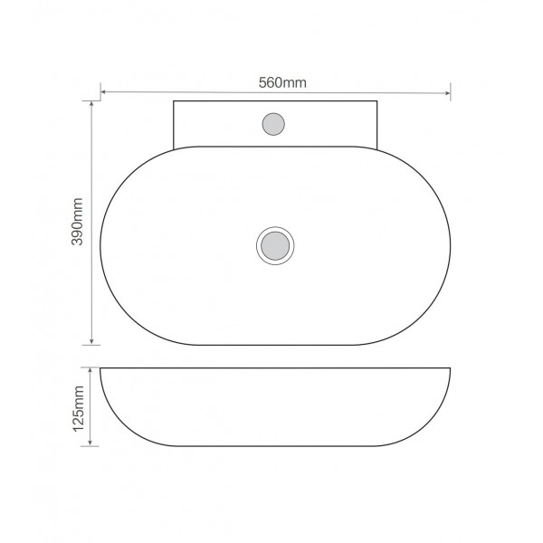 Раковина підвісна MIXXUS PREMIUM DIVERSE-0201 560х390х125mm з отвором під змішувач (MP6510)