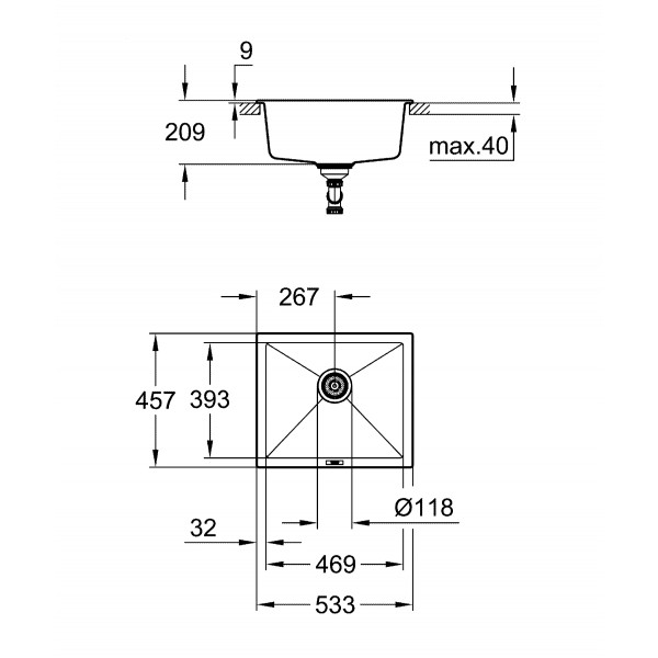 Композитна мийка для кухні Grohe K700U (31654AP0)