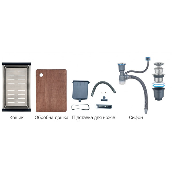 Мийка з нерж. сталі MIXXUS PREMIUM MH7545-SET-05 MICRO DECOR NANO-SILVER (3.0/0.8) комплект (Колір нерж) (MX9635)