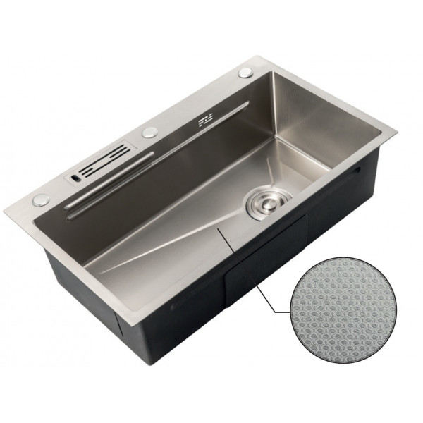 Мийка з нерж. сталі MIXXUS PREMIUM MH7545-SET-05 MICRO DECOR NANO-SILVER (3.0/0.8) комплект (Колір нерж) (MX9635)