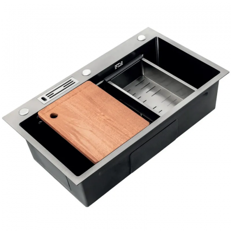 Мийка з нерж. сталі MIXXUS PREMIUM MH7545-SET-05 MICRO DECOR NANO-SILVER (3.0/0.8) комплект (Колір нерж) (MX9635)