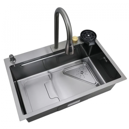 Мийка Mixxus Premium MH7246-SET-01 Nano-Black з вбудованим змішувачем (MX1696)