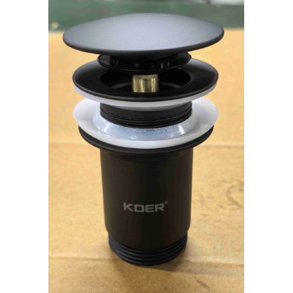Донний клапан для раковини Koer PW-08-05 1 1/4''  без переливу автоматичний СLICK-СLACK (Колір чорн) (KR5789)