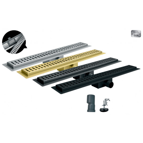 Душовий трап KOER FD35-70x400-GRAPHITE з нерж. сталі SUS304 70x400мм (Колір графіт) (KR5143)