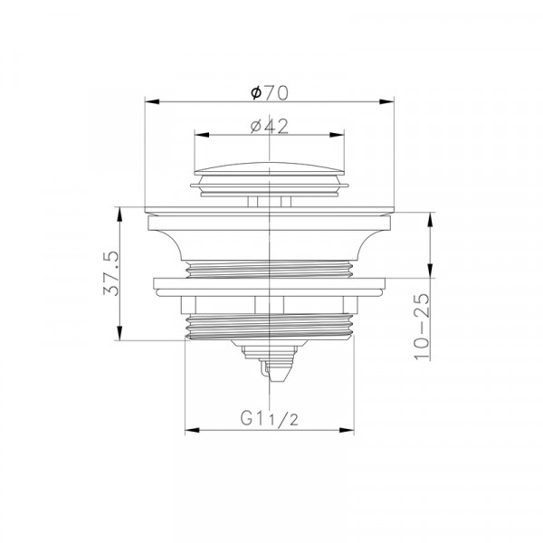 Донний клапан для ванни Koer PW-06-01 1 1/2'' автоматичний СLICK-СLACK (Колір хром) (KR5799)
