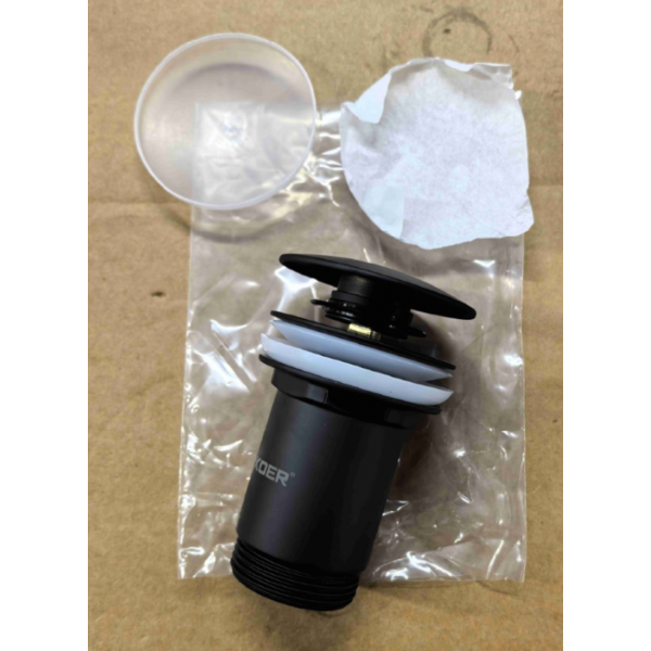 Донний клапан для раковини Koer PW-08-05 1 1/4''  без переливу автоматичний СLICK-СLACK (Колір чорн) (KR5789)