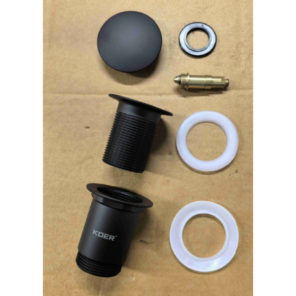 Донний клапан для раковини Koer PW-08-05 1 1/4''  без переливу автоматичний СLICK-СLACK (Колір чорн) (KR5789)