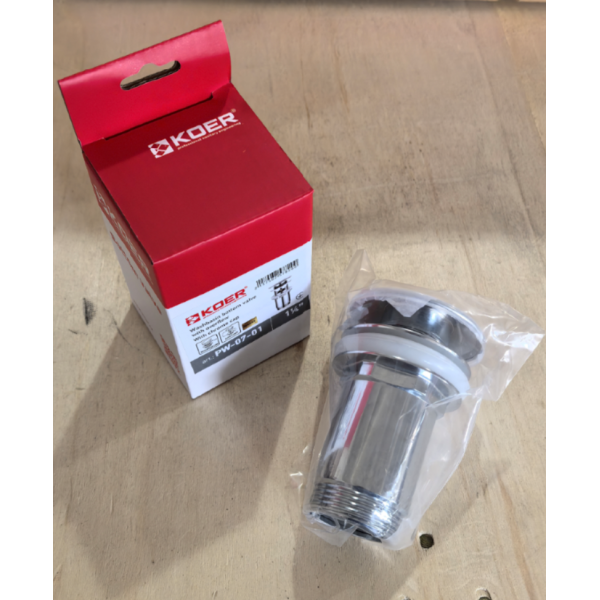 Донний клапан для раковини Koer PW-07-01 1 1/4'' з переливом автоматичний СLICK-СLACK (Колір хром) (KR5782)