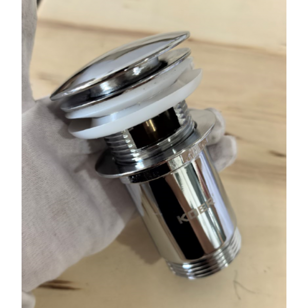 Донний клапан для раковини Koer PW-07-01 1 1/4'' з переливом автоматичний СLICK-СLACK (Колір хром) (KR5782)