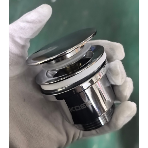 Донний клапан для раковини Koer PW-11-01 1 1/4''  універсальний (з/без перел) СLICK-СLACK (Колір хром) (KR5790)
