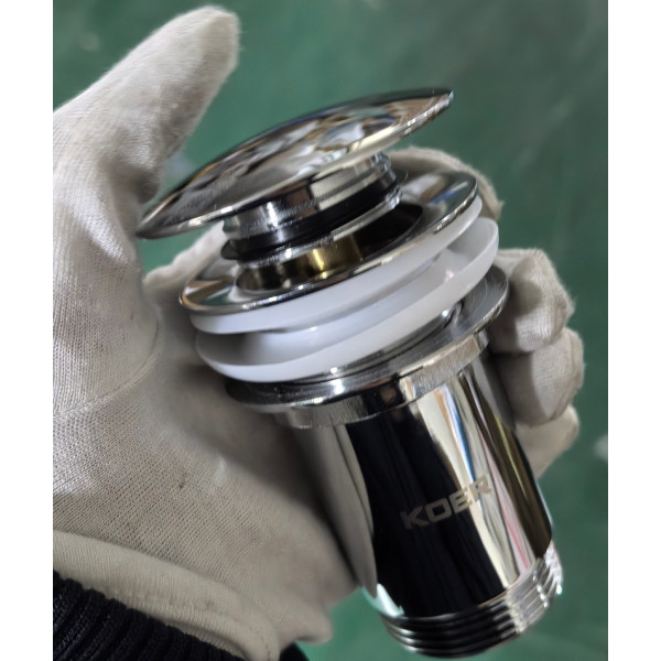 Донний клапан для раковини Koer PW-08-01 1 1/4''  без переливу автоматичний СLICK-СLACK (Колір хром) (KR5786)